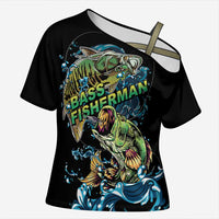 Bass Fishing Fisherman Cross Shoulder Shirt Big Mouth Boat - Wonder Print Shop