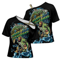 Bass Fishing Fisherman Cross Shoulder Shirt Big Mouth Boat - Wonder Print Shop