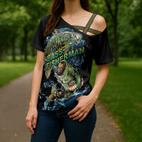 Bass Fishing Fisherman Cross Shoulder Shirt Big Mouth Boat - Wonder Print Shop