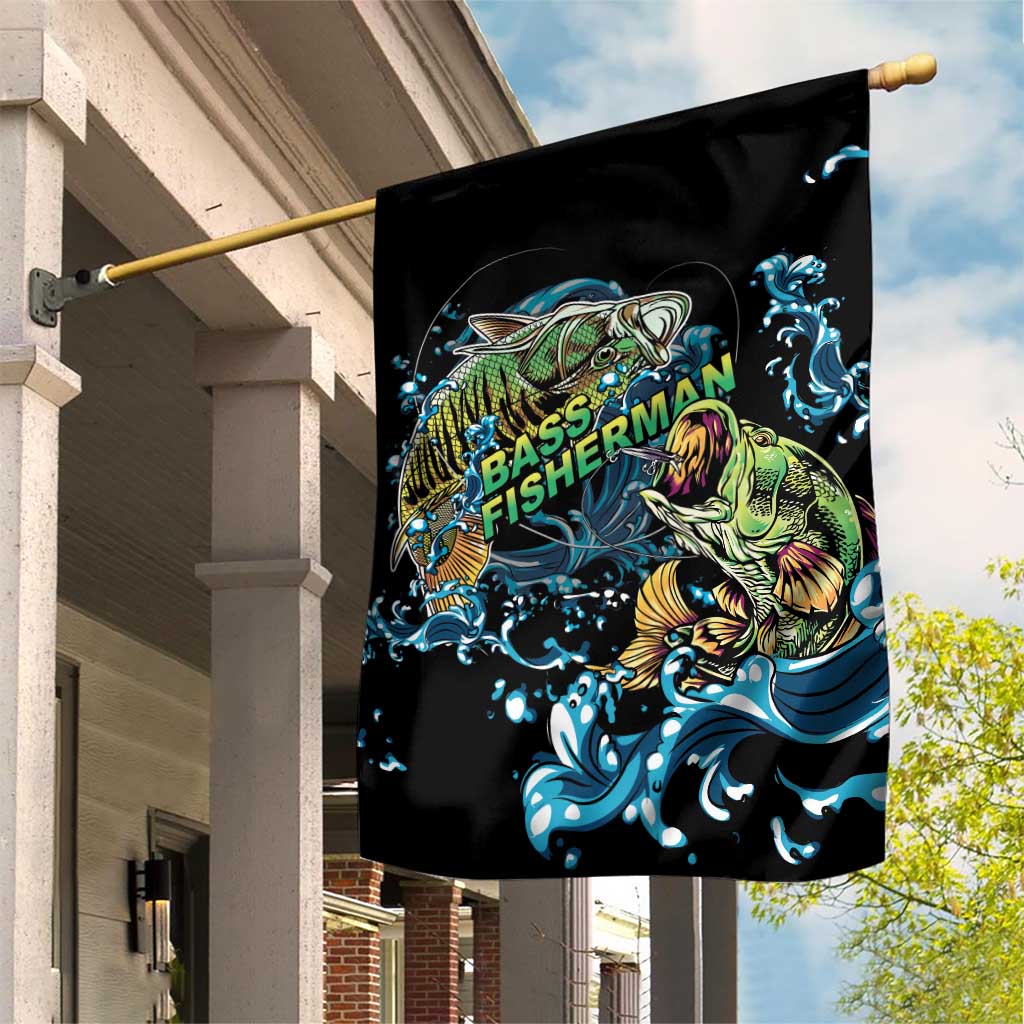 Bass Fishing Fisherman Garden Flag Big Mouth Boat - Wonder Print Shop