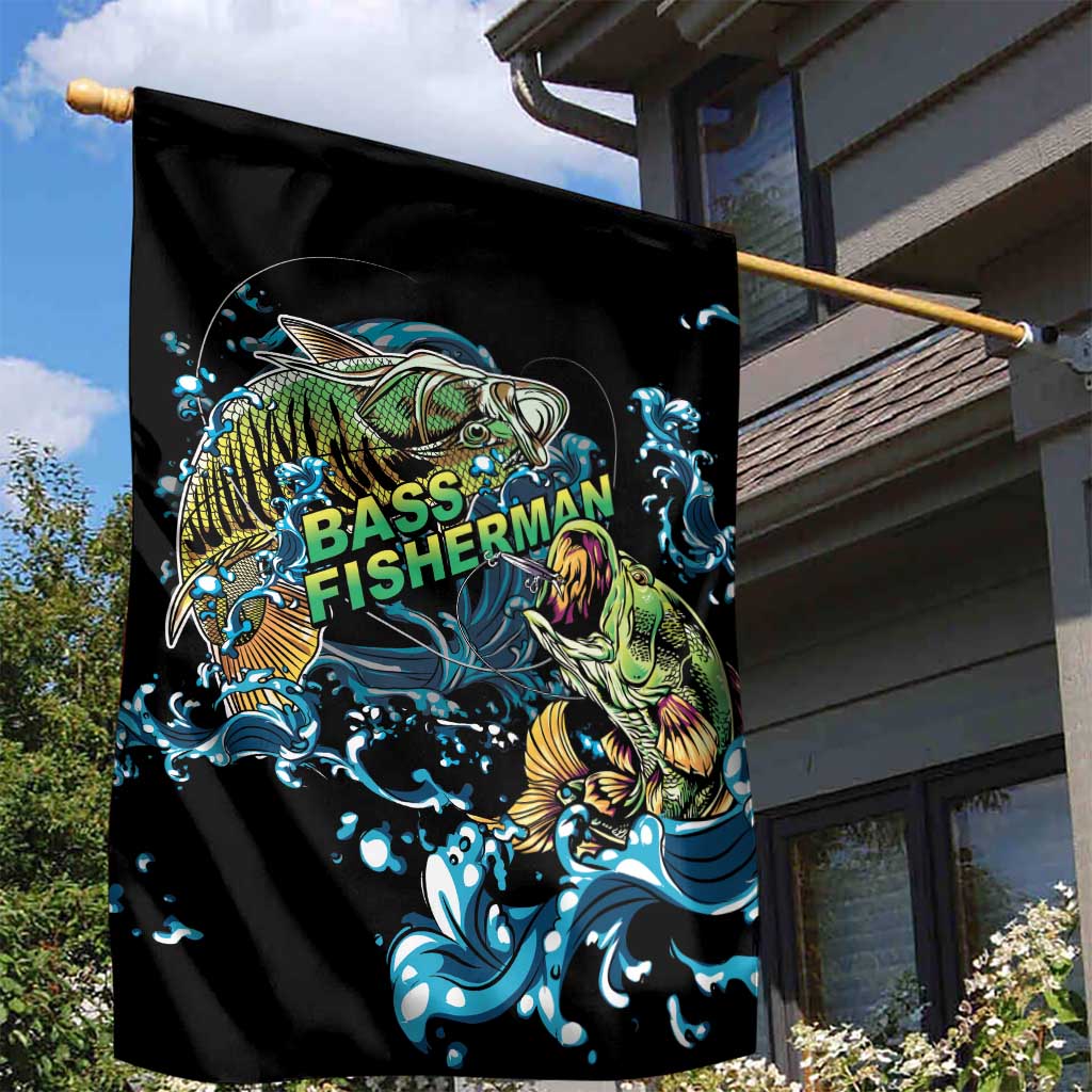Bass Fishing Fisherman Garden Flag Big Mouth Boat - Wonder Print Shop