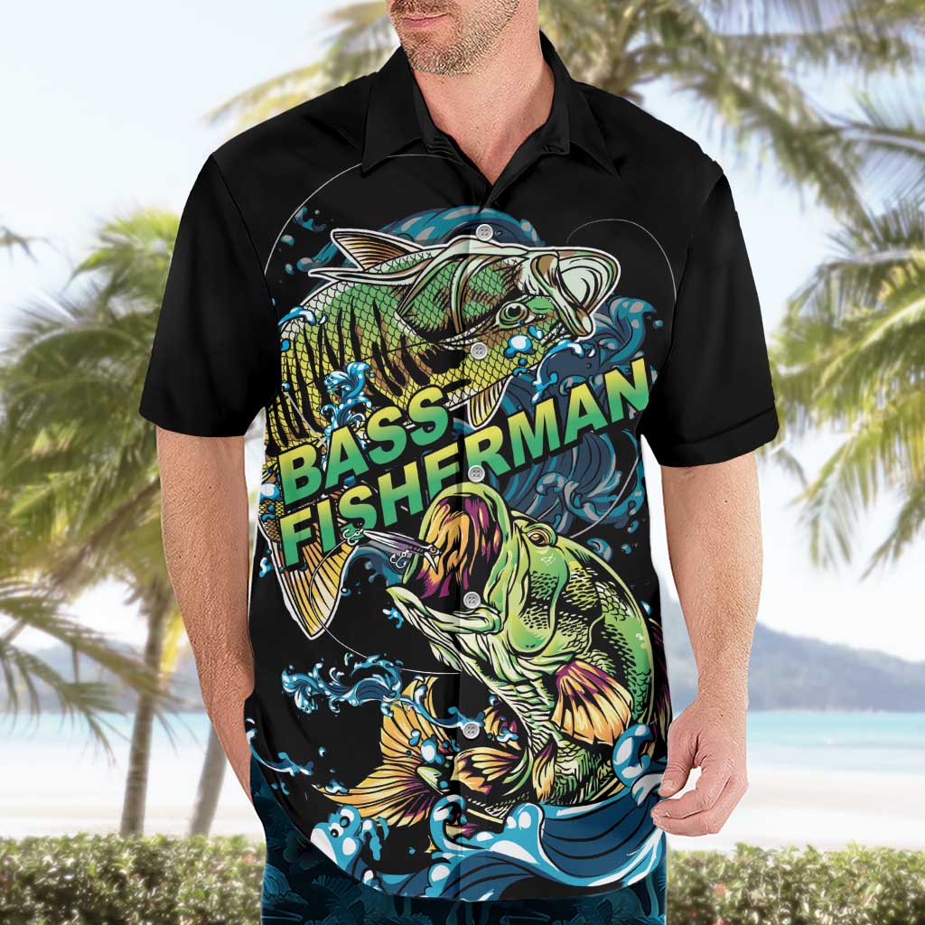 Bass Fishing Fisherman Hawaiian Shirt Big Mouth Boat - Wonder Print Shop