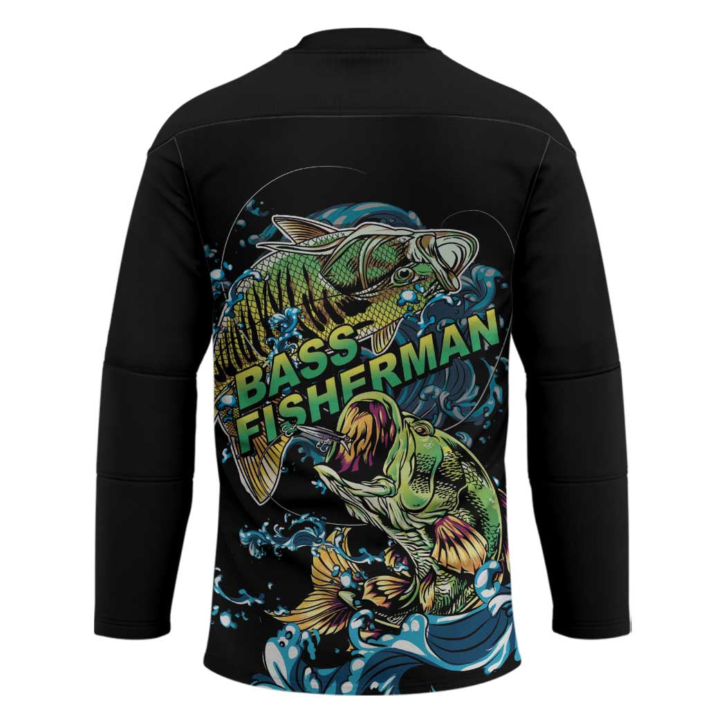 Bass Fishing Fisherman Hockey Jersey Big Mouth Boat - Wonder Print Shop