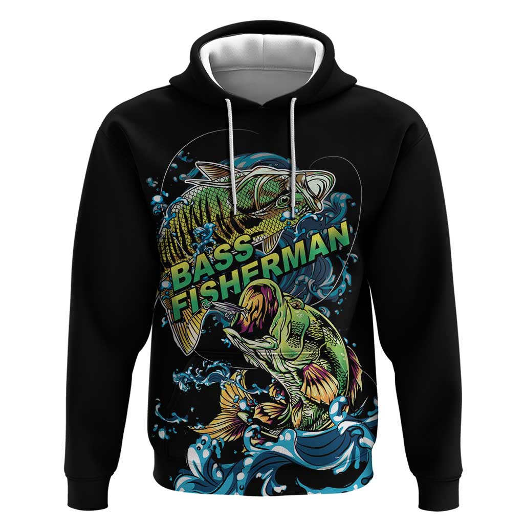 Bass Fishing Fisherman Hoodie Big Mouth Boat - Wonder Print Shop