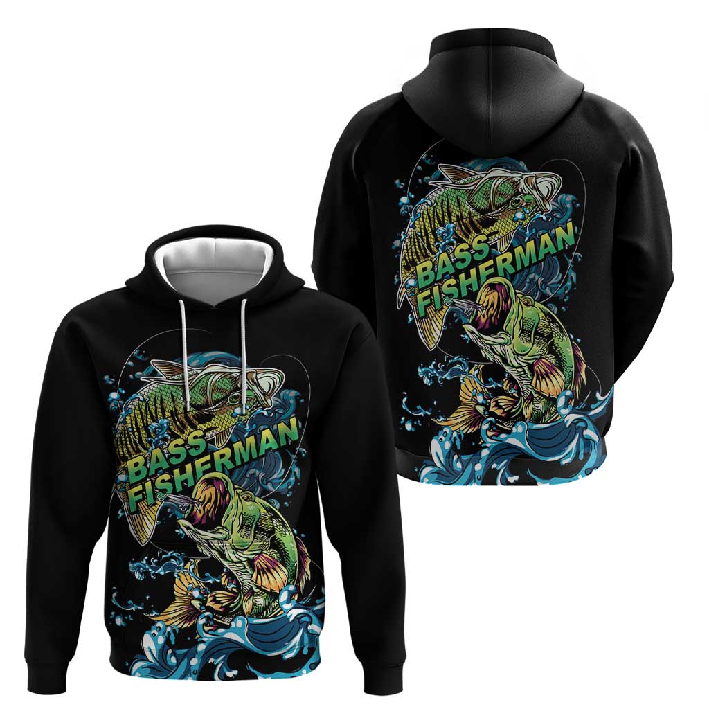Bass Fishing Fisherman Hoodie Big Mouth Boat - Wonder Print Shop
