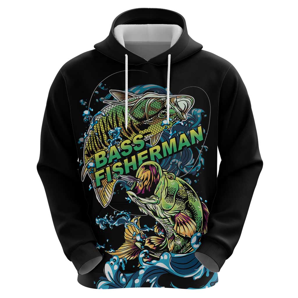 Bass Fishing Fisherman Hoodie Big Mouth Boat - Wonder Print Shop