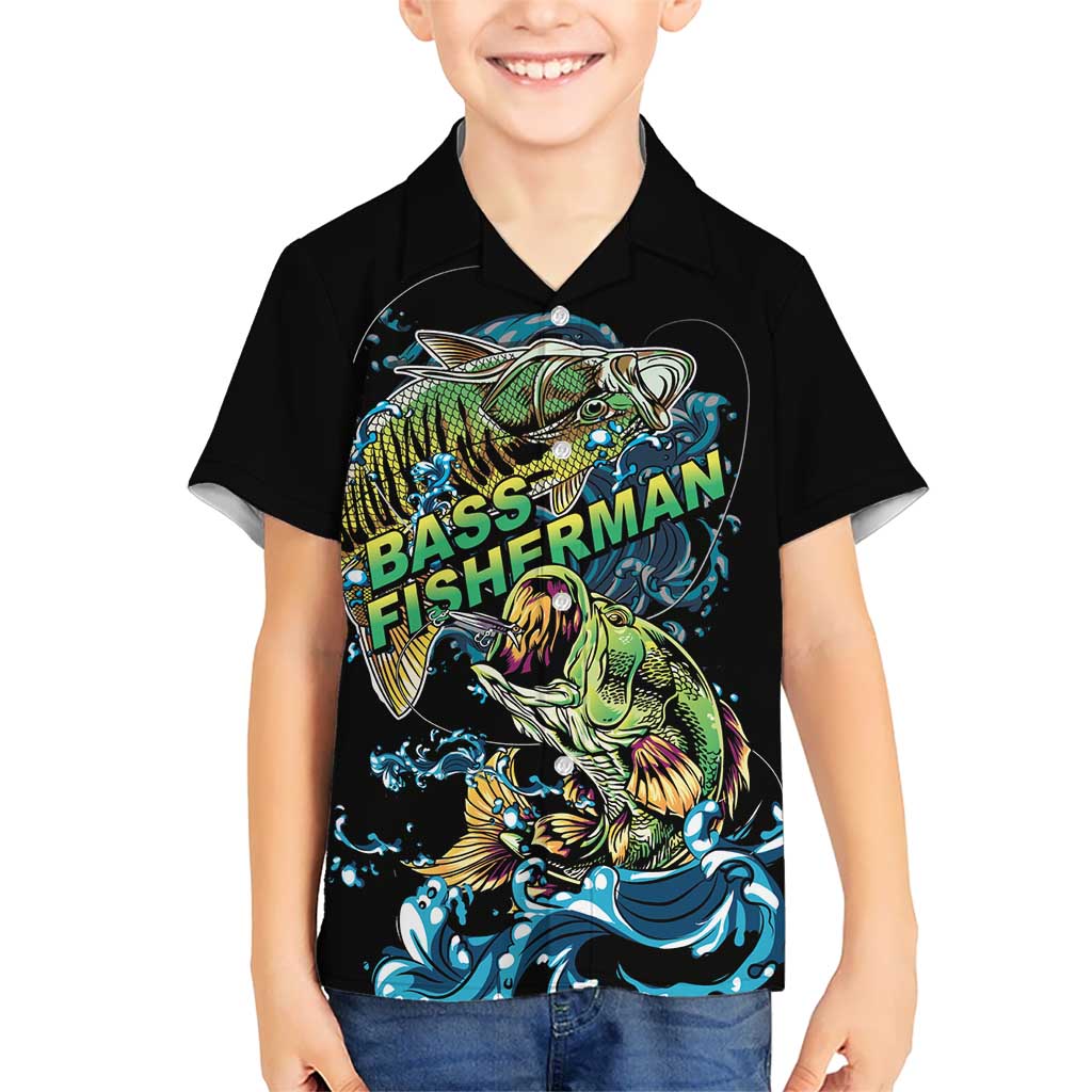 Bass Fishing Fisherman Kid Hawaiian Shirt Big Mouth Boat - Wonder Print Shop