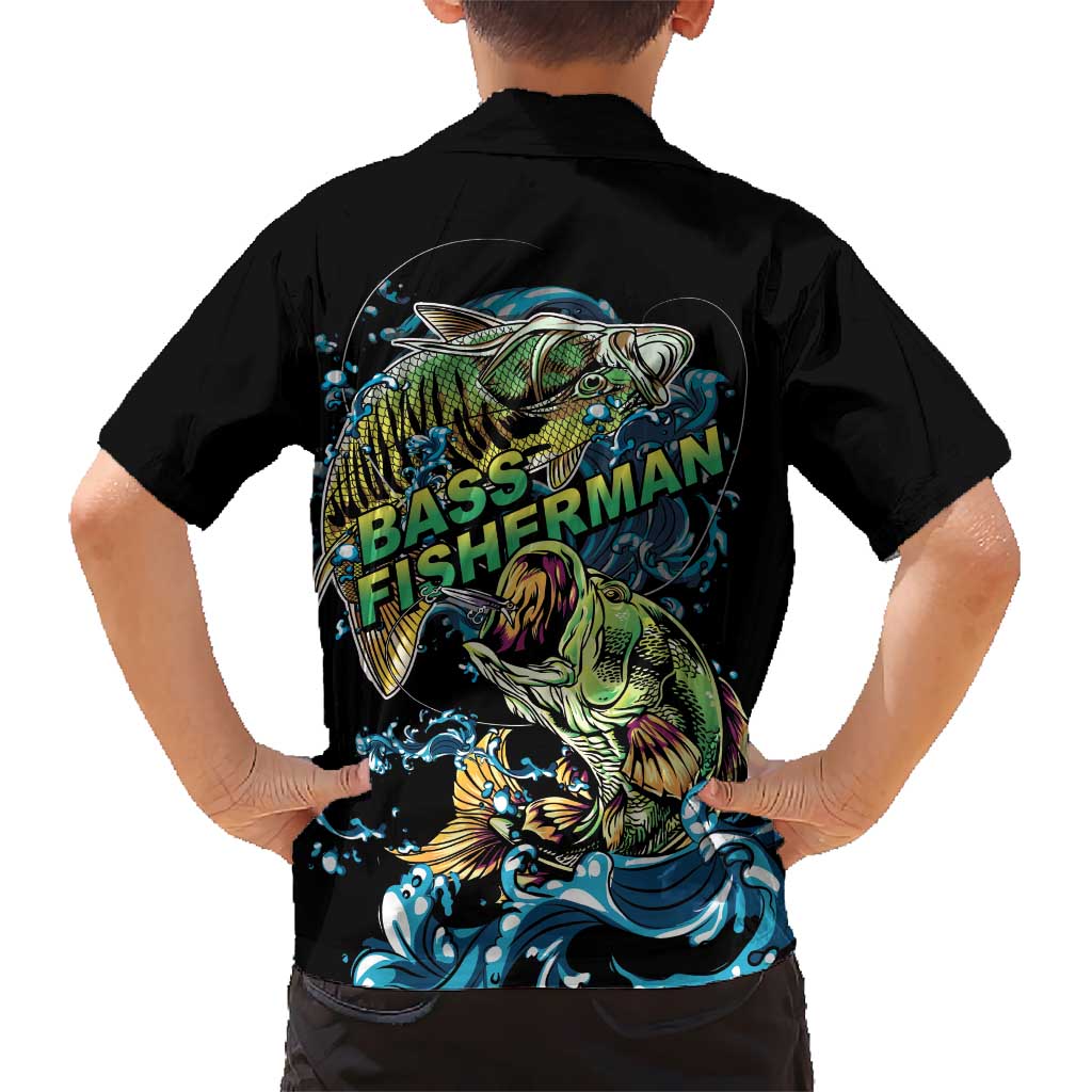 Bass Fishing Fisherman Kid Hawaiian Shirt Big Mouth Boat - Wonder Print Shop