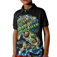 Bass Fishing Fisherman Kid Polo Shirt Big Mouth Boat - Wonder Print Shop