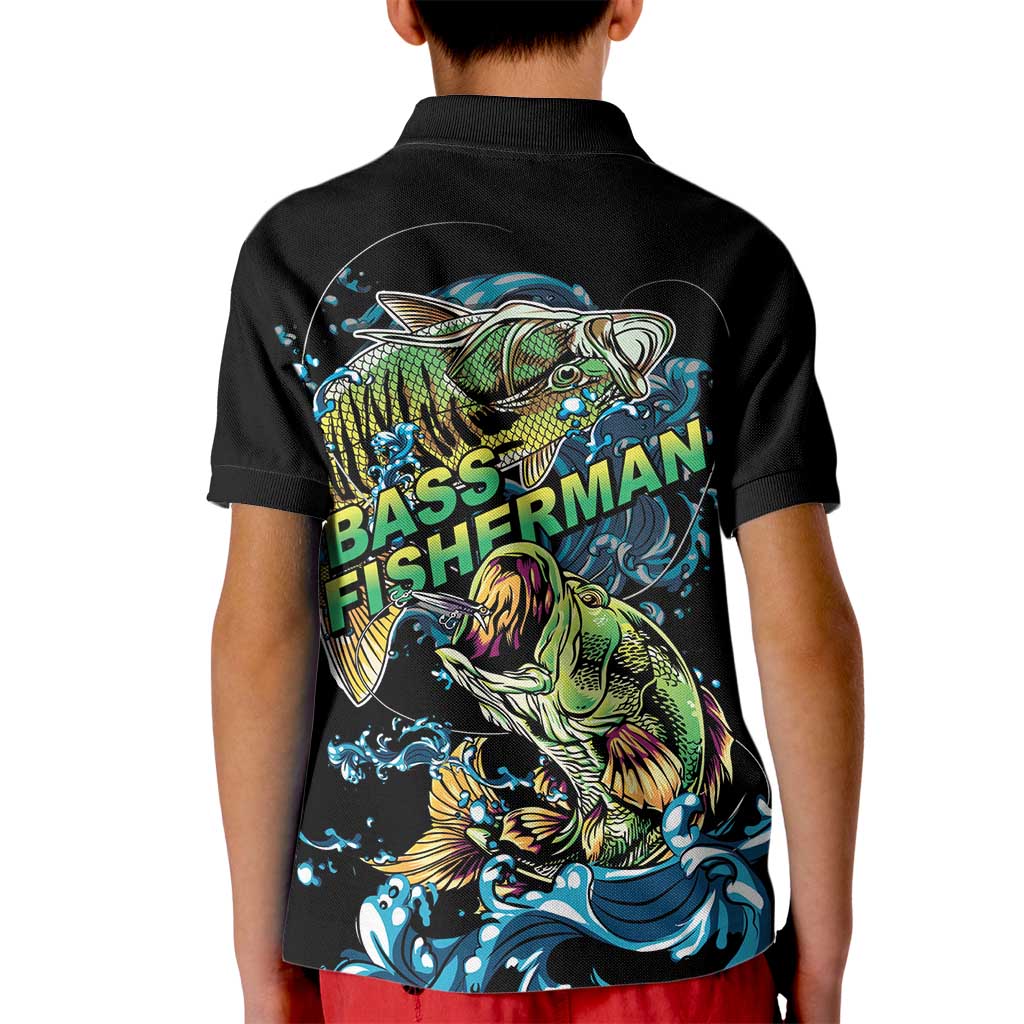Bass Fishing Fisherman Kid Polo Shirt Big Mouth Boat - Wonder Print Shop