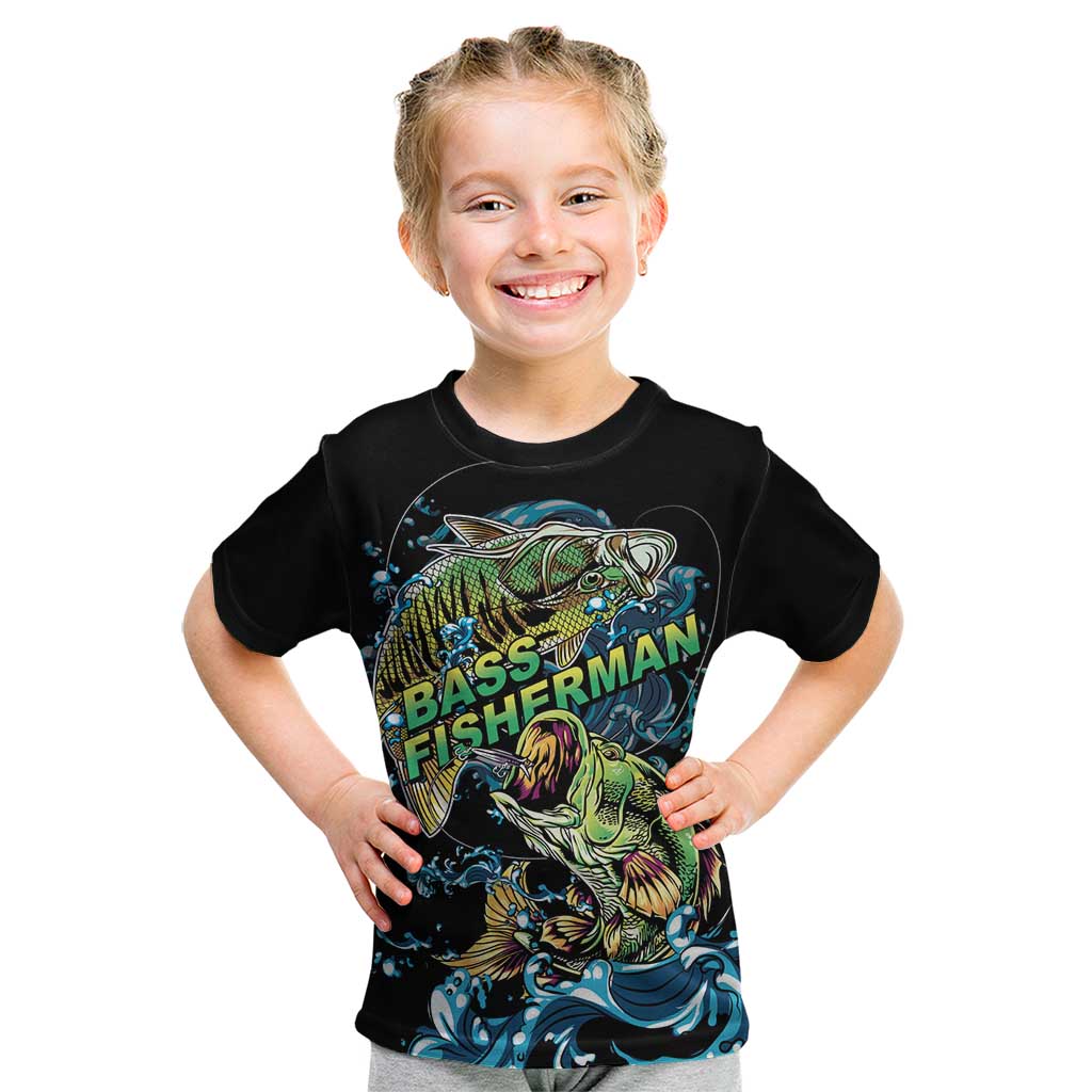 Bass Fishing Fisherman Kid T Shirt Big Mouth Boat - Wonder Print Shop
