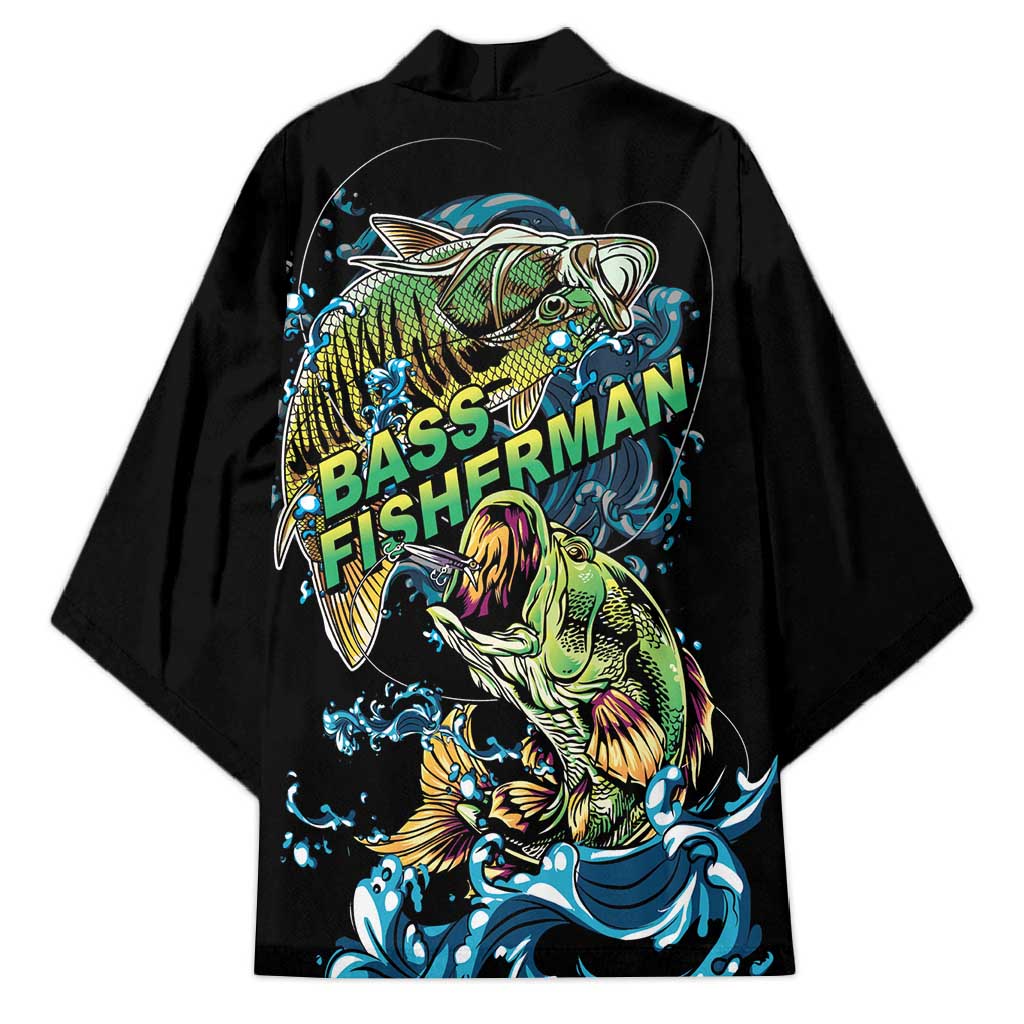 Bass Fishing Fisherman Kimono Big Mouth Boat - Wonder Print Shop