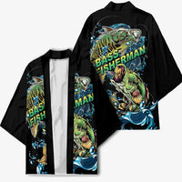 Bass Fishing Fisherman Kimono Big Mouth Boat - Wonder Print Shop