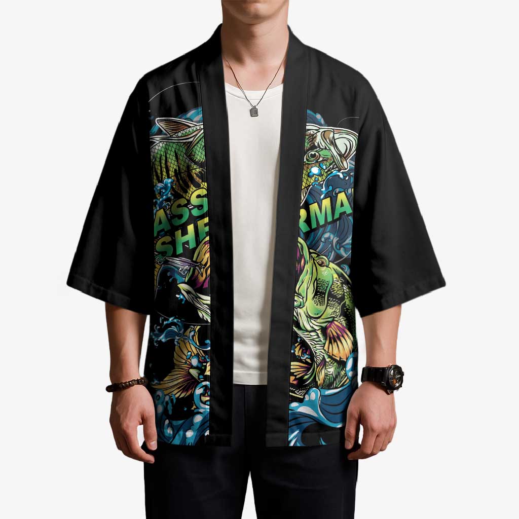 Bass Fishing Fisherman Kimono Big Mouth Boat - Wonder Print Shop