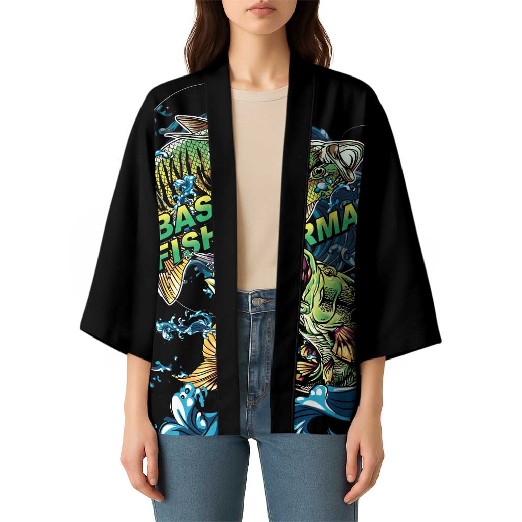 Bass Fishing Fisherman Kimono Big Mouth Boat - Wonder Print Shop