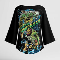 Bass Fishing Fisherman Kimono Sleeve Blouse Big Mouth Boat - Wonder Print Shop