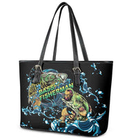 Bass Fishing Fisherman Leather Tote Bag Big Mouth Boat - Wonder Print Shop