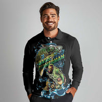 Bass Fishing Fisherman Long Sleeve Polo Shirt Big Mouth Boat - Wonder Print Shop