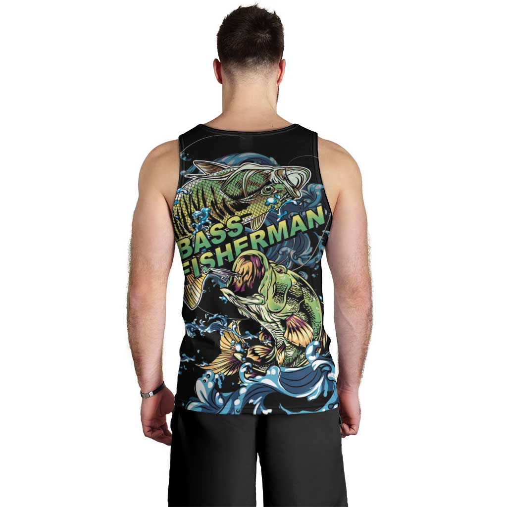 Bass Fishing Fisherman Men Tank Top Big Mouth Boat - Wonder Print Shop