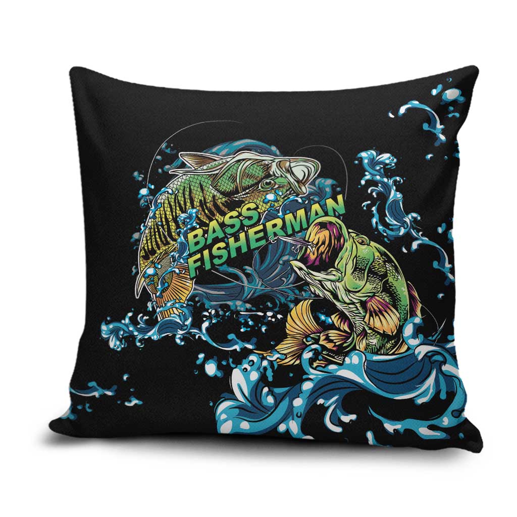 Bass Fishing Fisherman Pillow Cover Big Mouth Boat - Wonder Print Shop