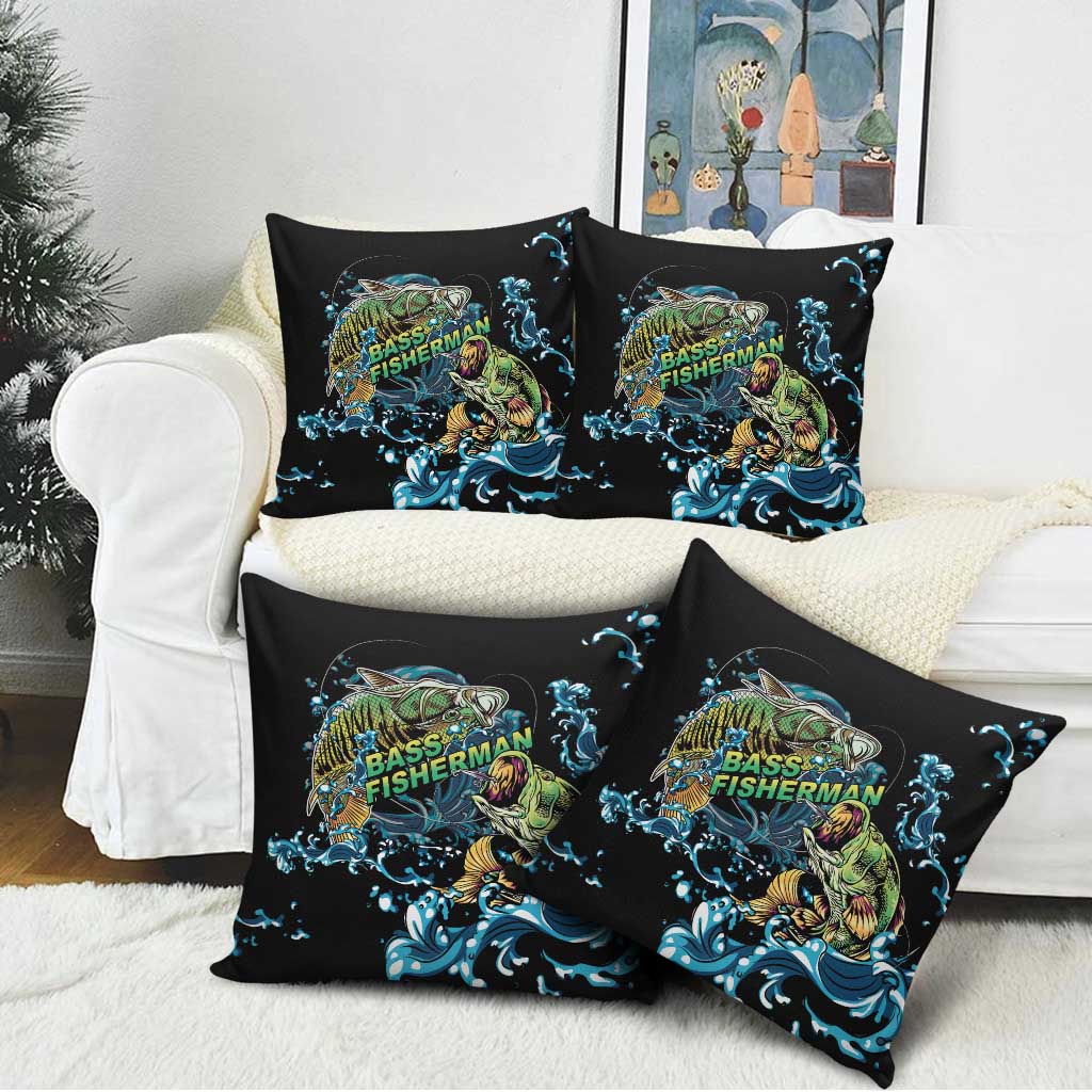 Bass Fishing Fisherman Pillow Cover Big Mouth Boat - Wonder Print Shop