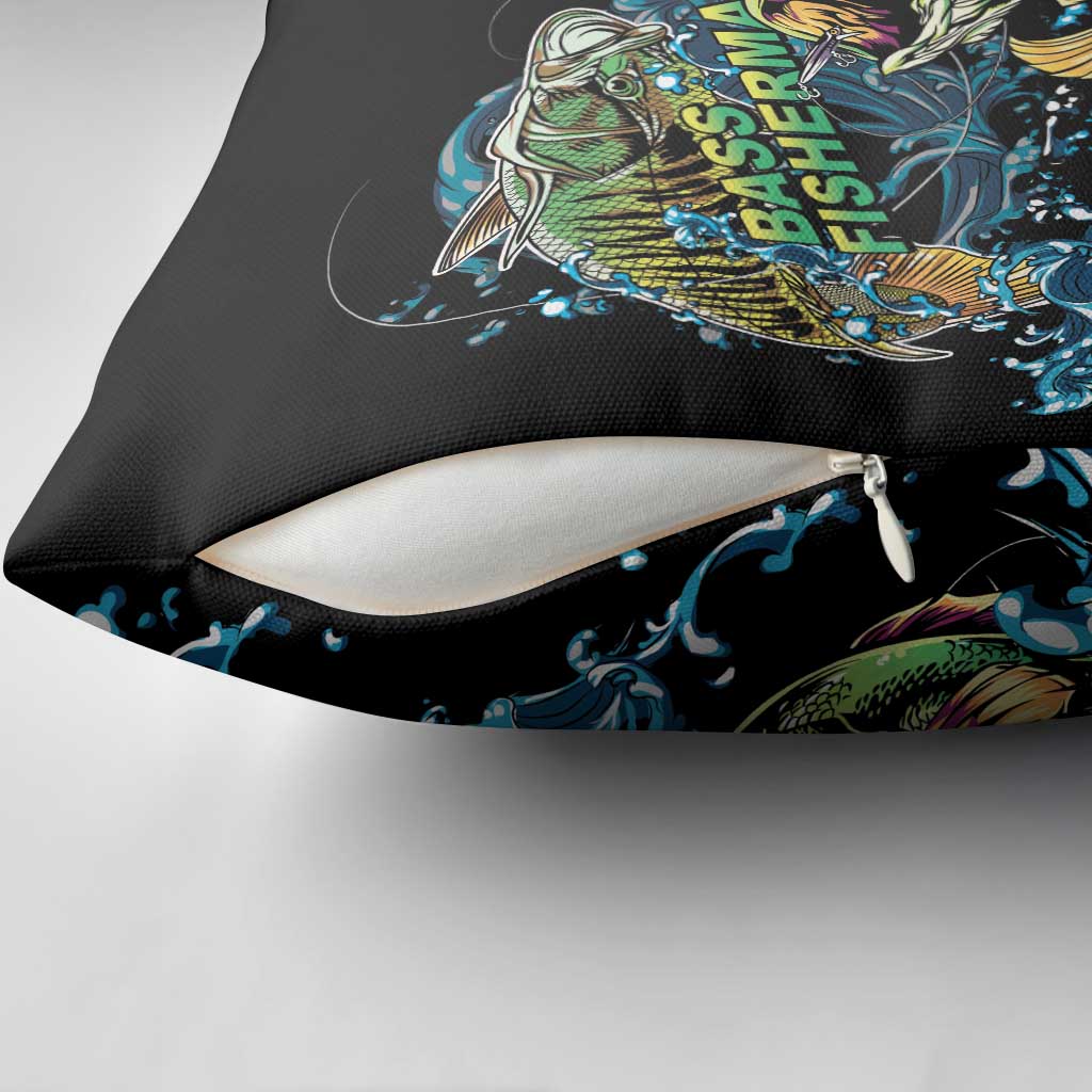 Bass Fishing Fisherman Pillow Cover Big Mouth Boat - Wonder Print Shop