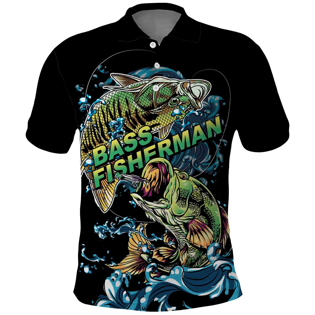 Bass Fishing Fisherman Polo Shirt Big Mouth Boat - Wonder Print Shop