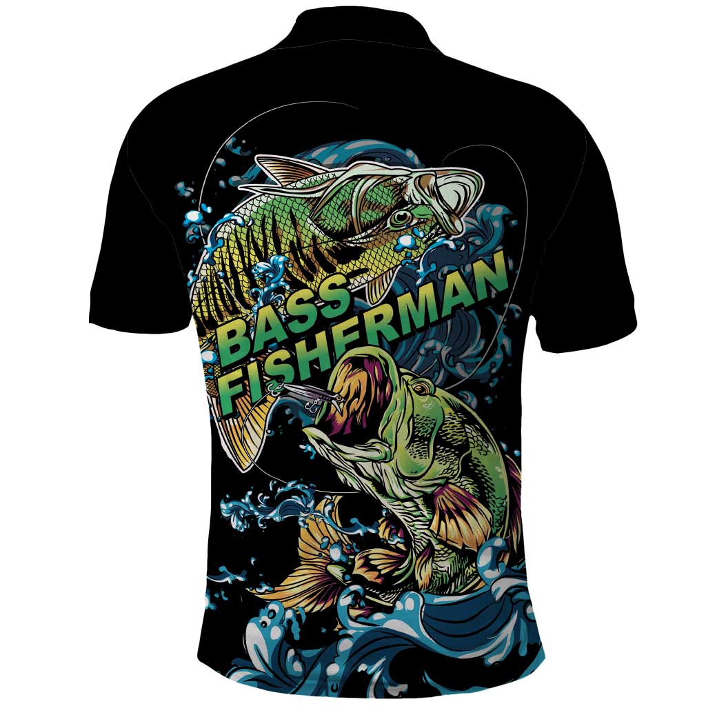 Bass Fishing Fisherman Polo Shirt Big Mouth Boat - Wonder Print Shop