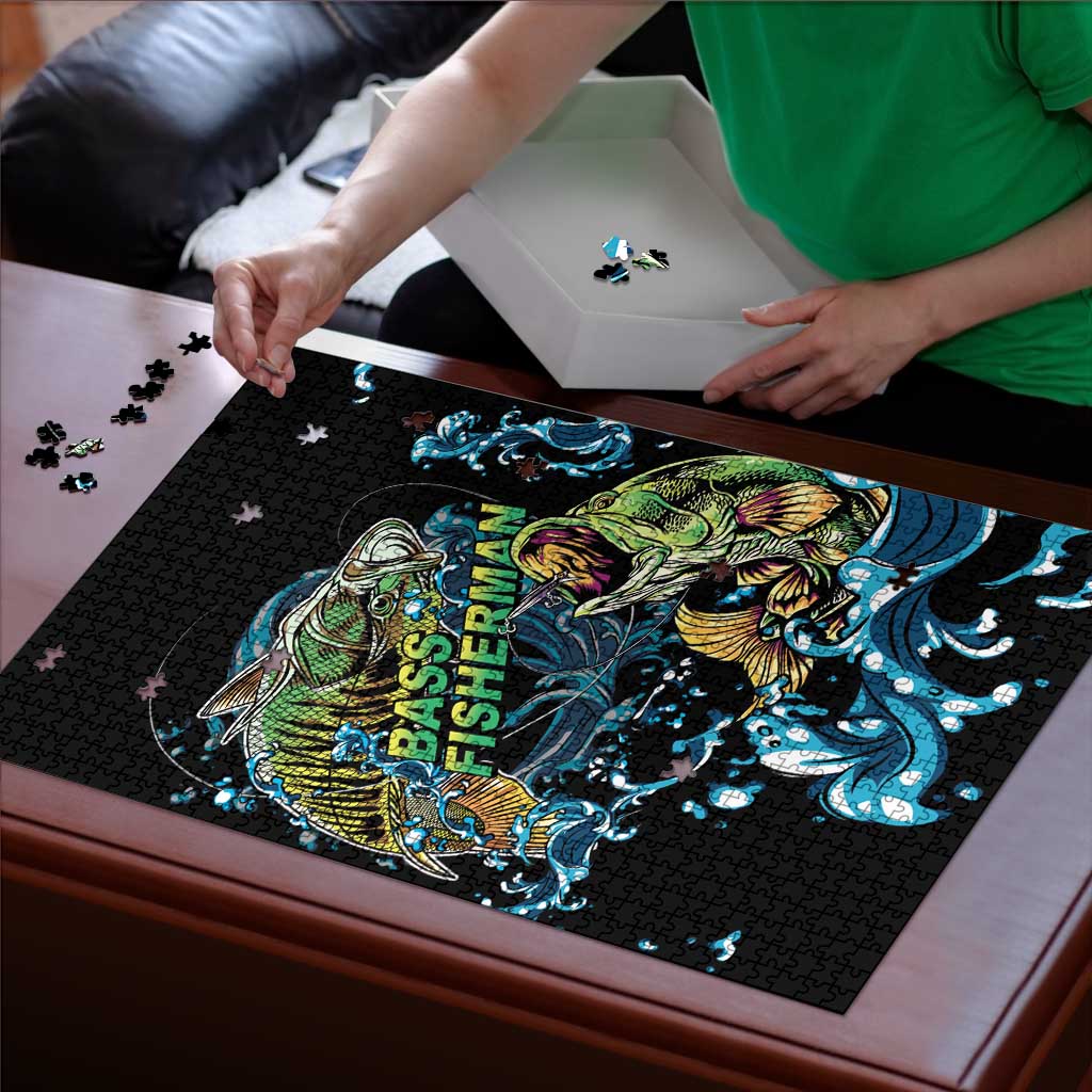 Bass Fishing Fisherman Puzzle Big Mouth Boat - Wonder Print Shop