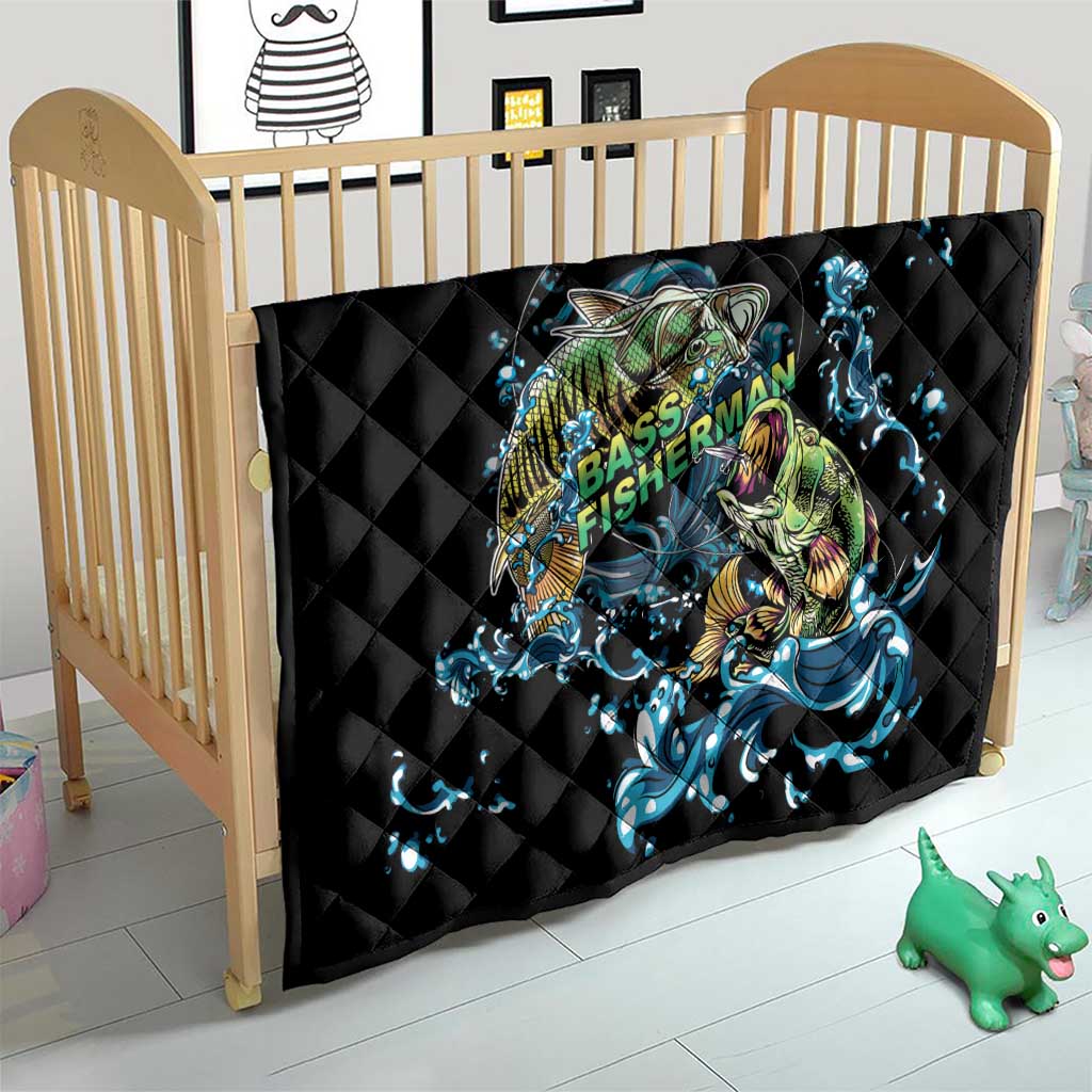 Bass Fishing Fisherman Quilt Big Mouth Boat - Wonder Print Shop