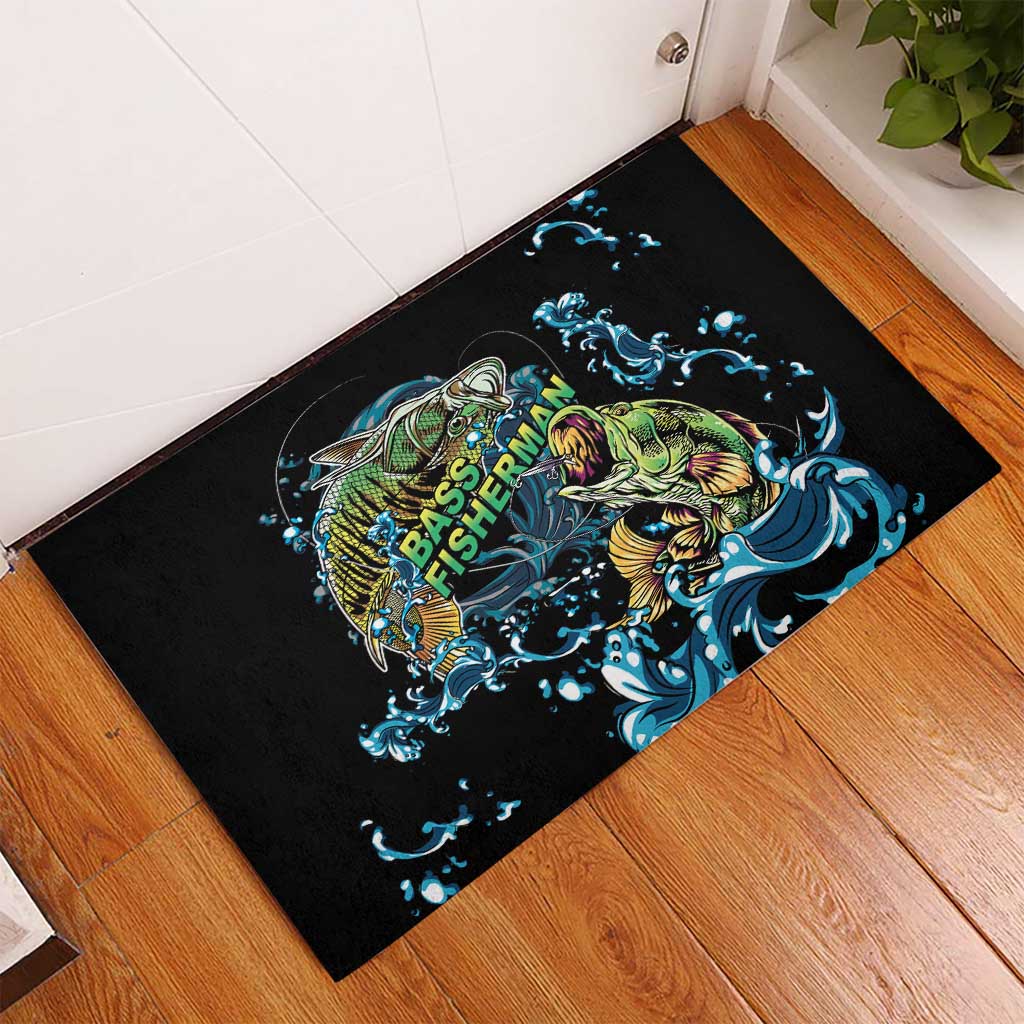 Bass Fishing Fisherman Rubber Doormat Big Mouth Boat - Wonder Print Shop