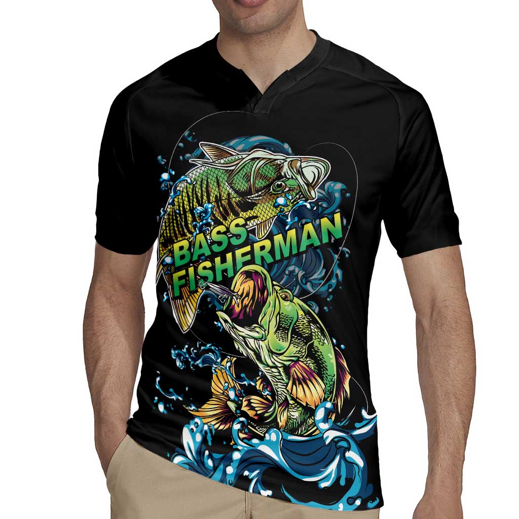 Bass Fishing Fisherman Rugby Jersey Big Mouth Boat - Wonder Print Shop