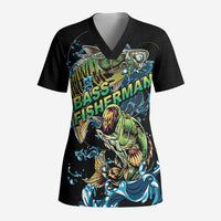 Bass Fishing Fisherman Scrub Top Big Mouth Boat - Wonder Print Shop