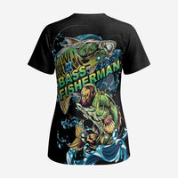 Bass Fishing Fisherman Scrub Top Big Mouth Boat - Wonder Print Shop