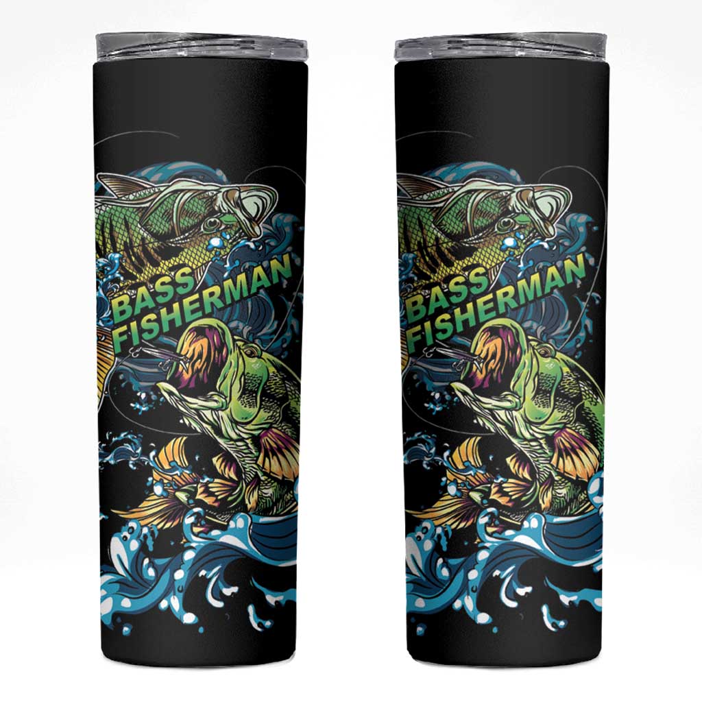 Bass Fishing Fisherman Skinny Tumbler Big Mouth Boat - Wonder Print Shop