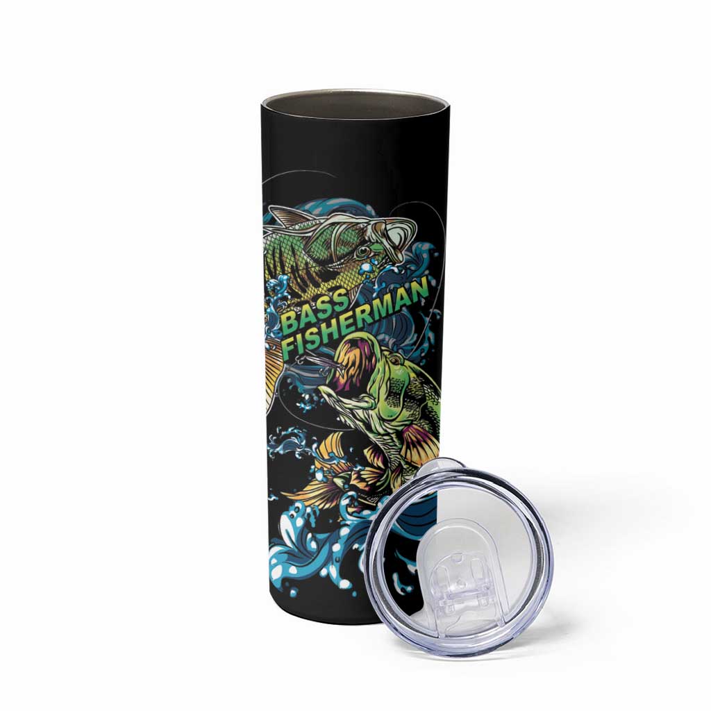 Bass Fishing Fisherman Skinny Tumbler Big Mouth Boat - Wonder Print Shop