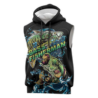 Bass Fishing Fisherman Sleeveless Hoodie Big Mouth Boat - Wonder Print Shop