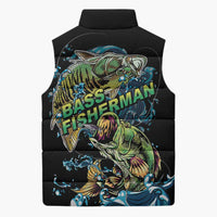 Bass Fishing Fisherman Sleeveless Puffer Jacket Big Mouth Boat - Wonder Print Shop
