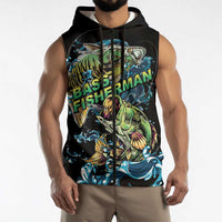 Bass Fishing Fisherman Sleeveless Zip Hoodie Big Mouth Boat - Wonder Print Shop