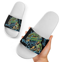 Bass Fishing Fisherman Slide Sandals Big Mouth Boat - Wonder Print Shop