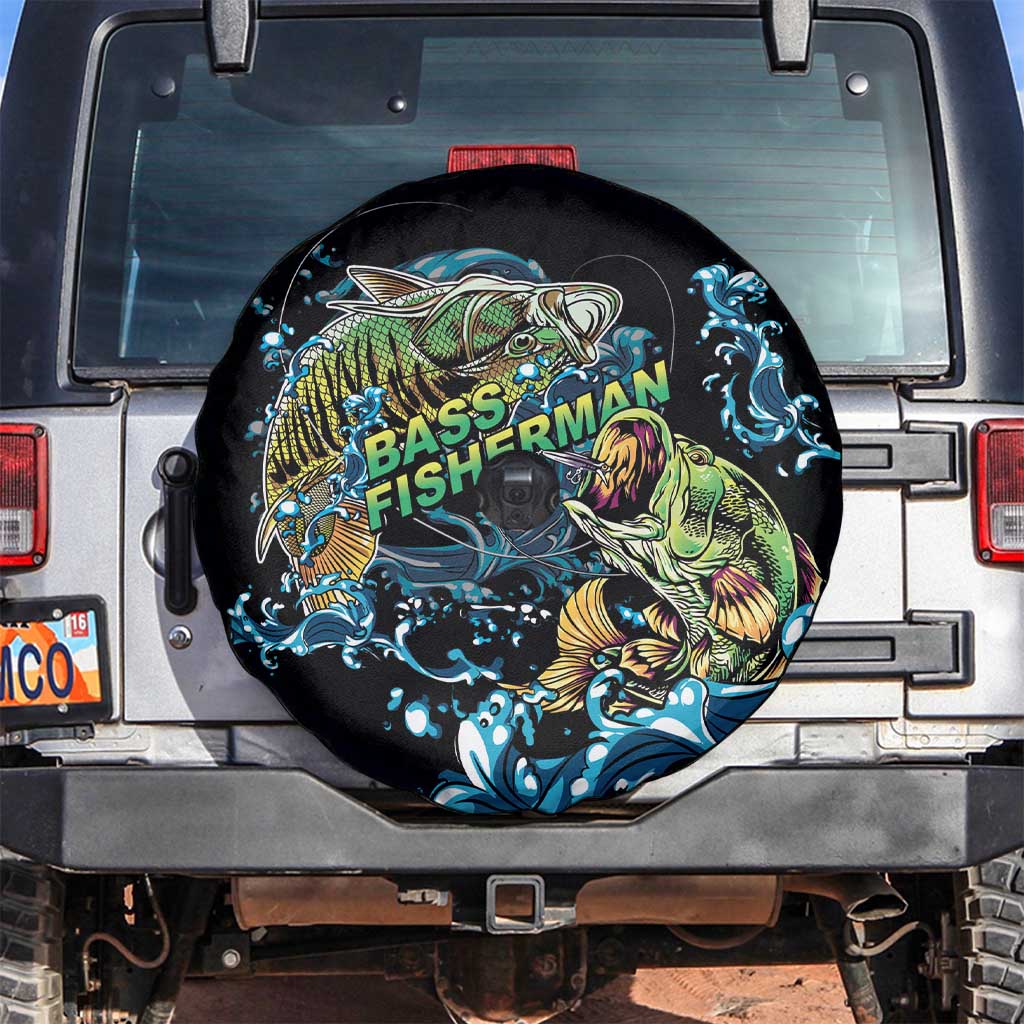 Bass Fishing Fisherman Spare Tire Cover Big Mouth Boat - Wonder Print Shop