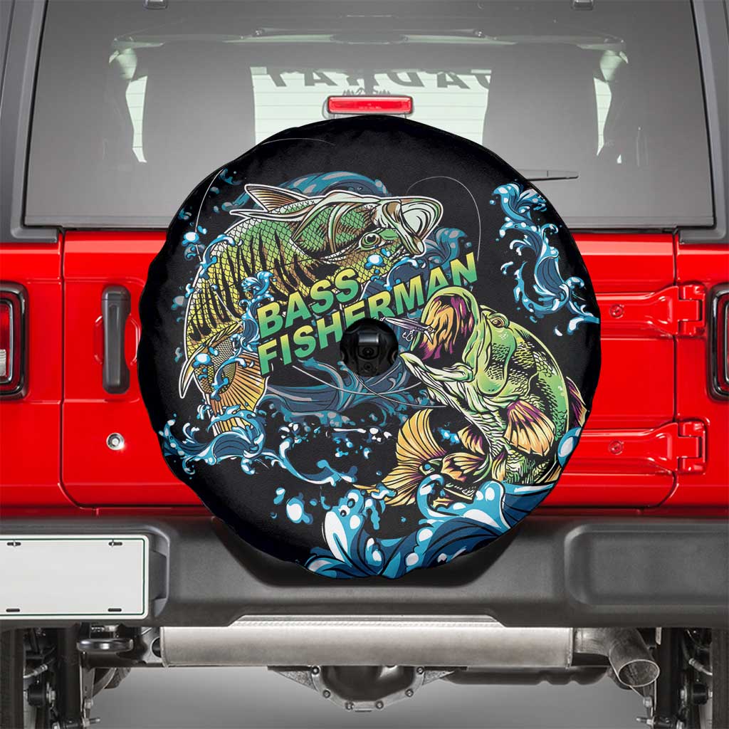 Bass Fishing Fisherman Spare Tire Cover Big Mouth Boat - Wonder Print Shop