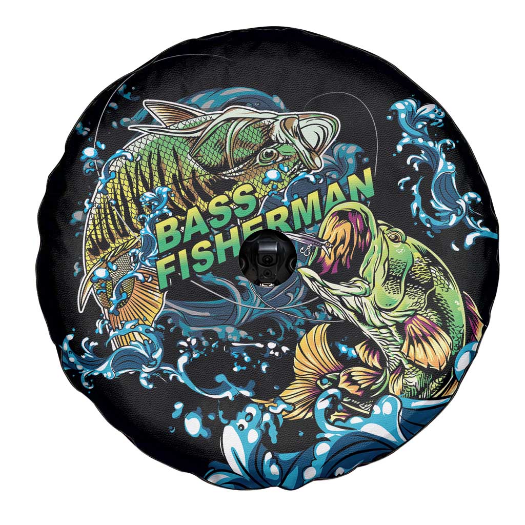 Bass Fishing Fisherman Spare Tire Cover Big Mouth Boat - Wonder Print Shop