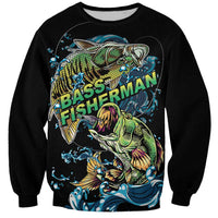 Bass Fishing Fisherman Sweatshirt Big Mouth Boat - Wonder Print Shop