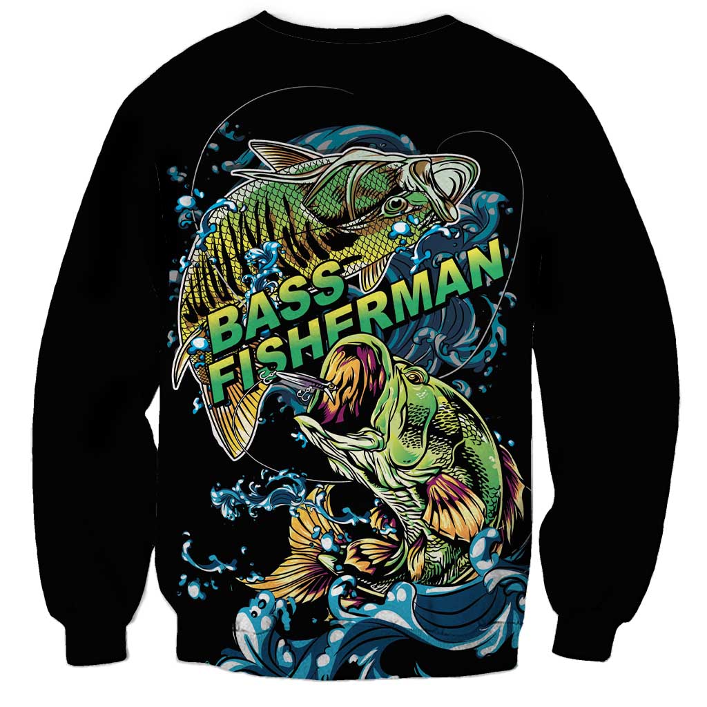 Bass Fishing Fisherman Sweatshirt Big Mouth Boat - Wonder Print Shop