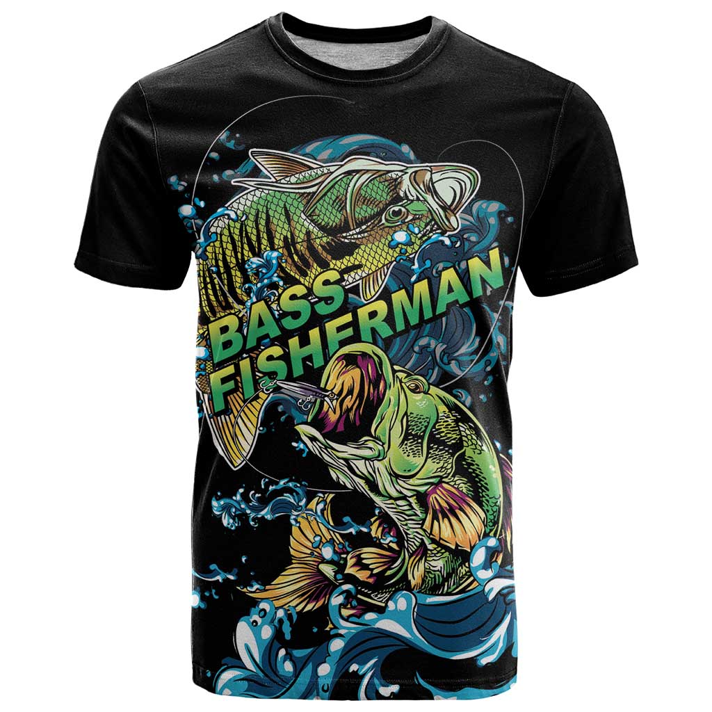 Bass Fishing Fisherman T Shirt Big Mouth Boat - Wonder Print Shop