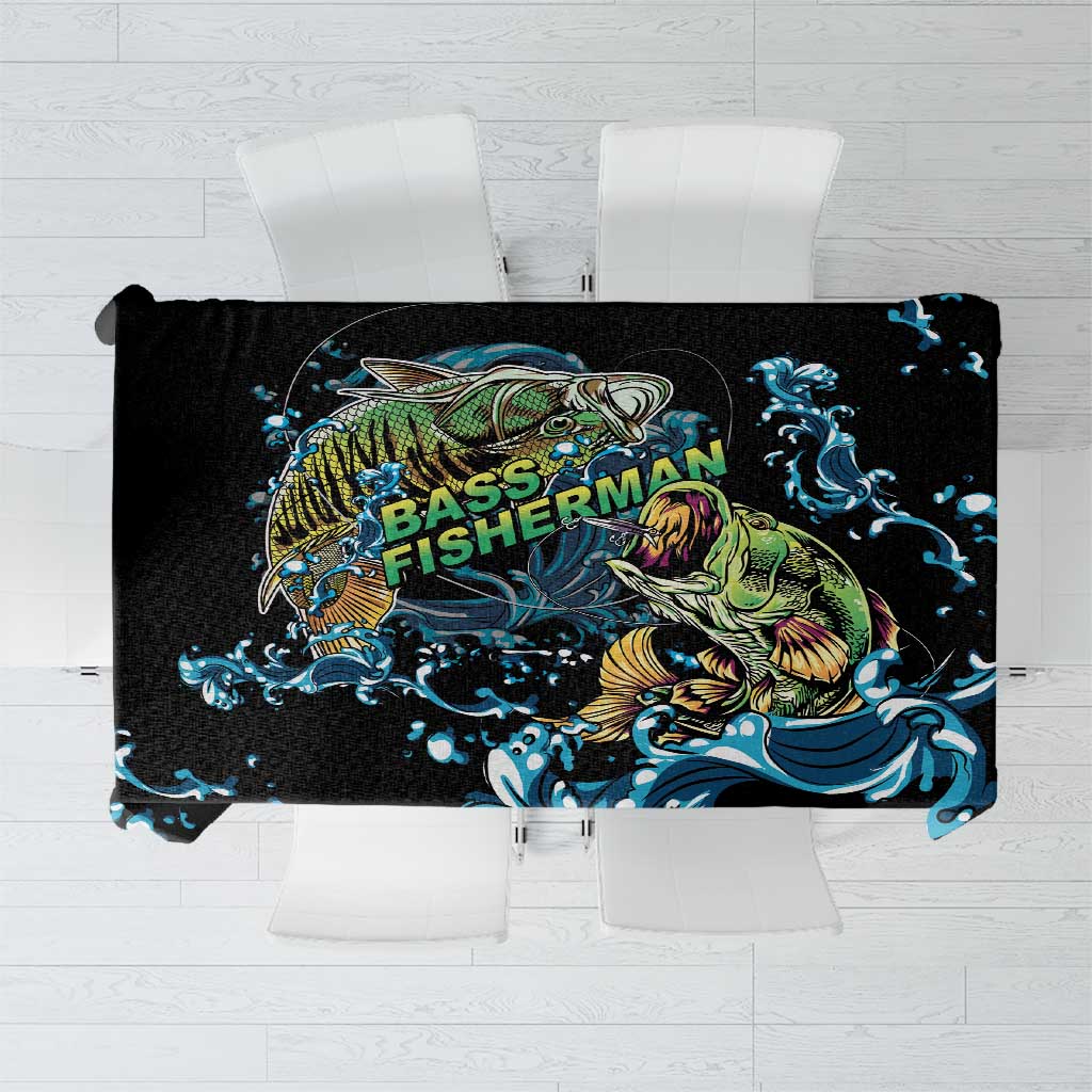 Bass Fishing Fisherman Tablecloth Big Mouth Boat - Wonder Print Shop