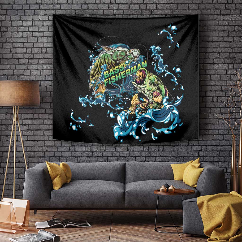Bass Fishing Fisherman Tapestry Big Mouth Boat - Wonder Print Shop