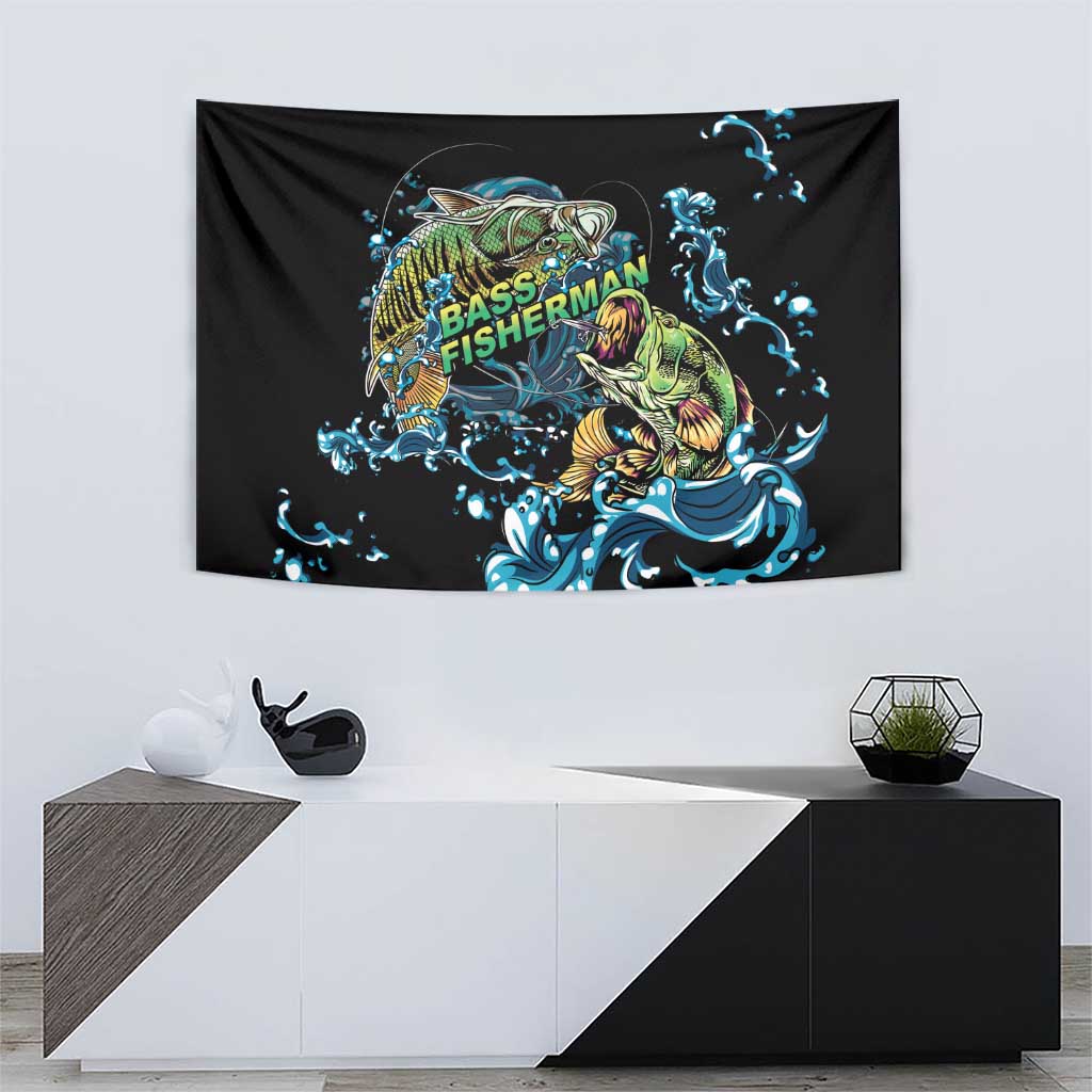 Bass Fishing Fisherman Tapestry Big Mouth Boat - Wonder Print Shop