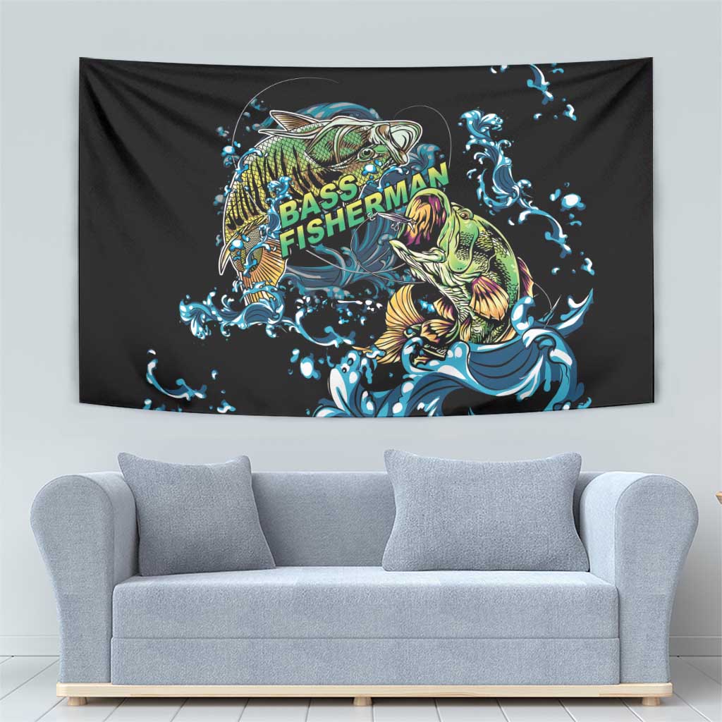 Bass Fishing Fisherman Tapestry Big Mouth Boat - Wonder Print Shop
